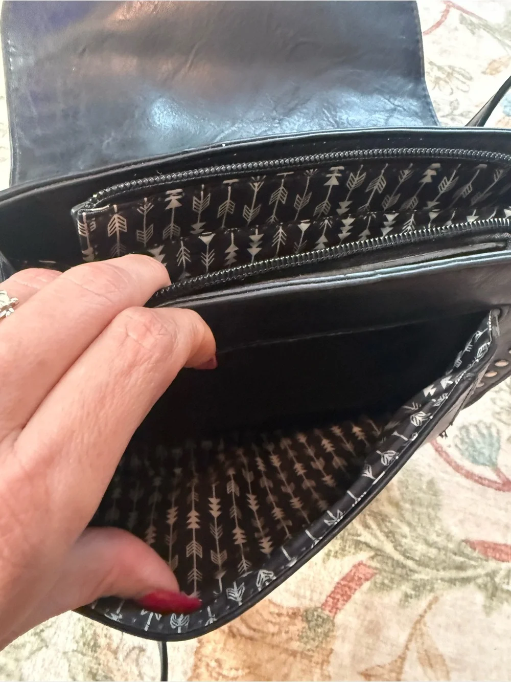 Black Braided Flap Crossbody Bag with Tassel